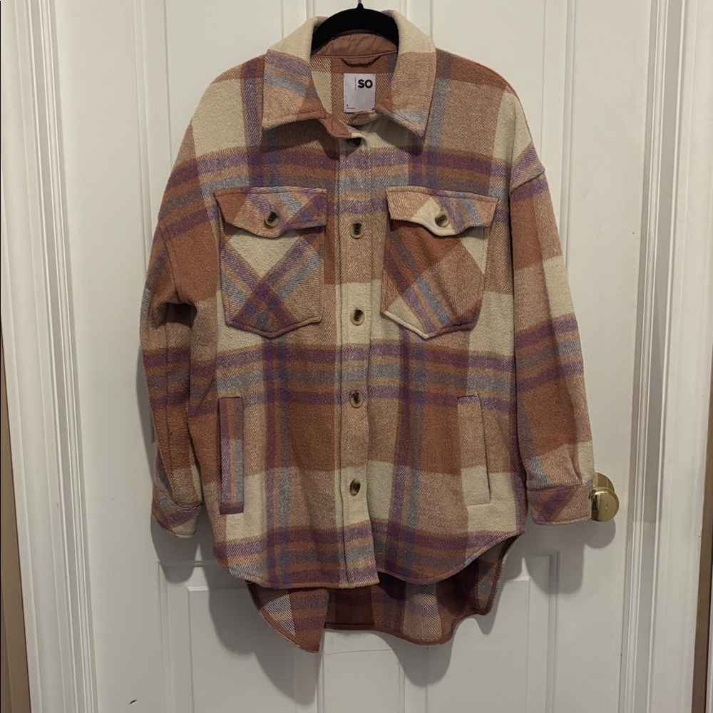 SO Multicolor Plaid Button-Up Shacket